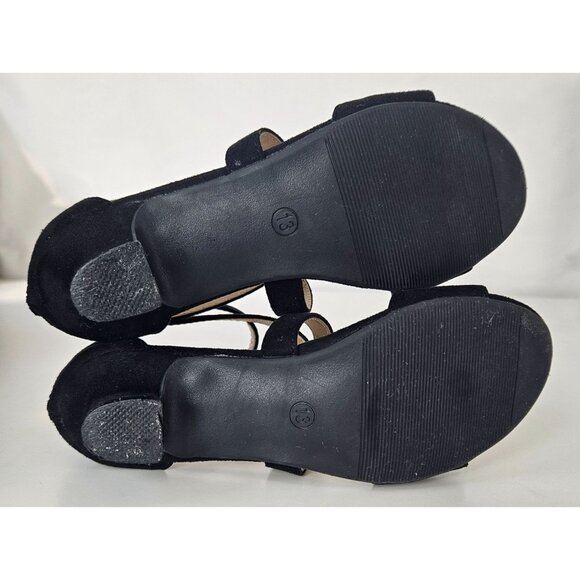 Girls Sz 13 Little Kid Black High Heel Sandals Cross Strap Wedding Party Church - Picture 11 of 14